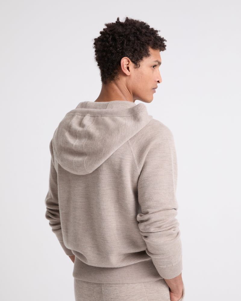 Double-sided cashmere hoodie