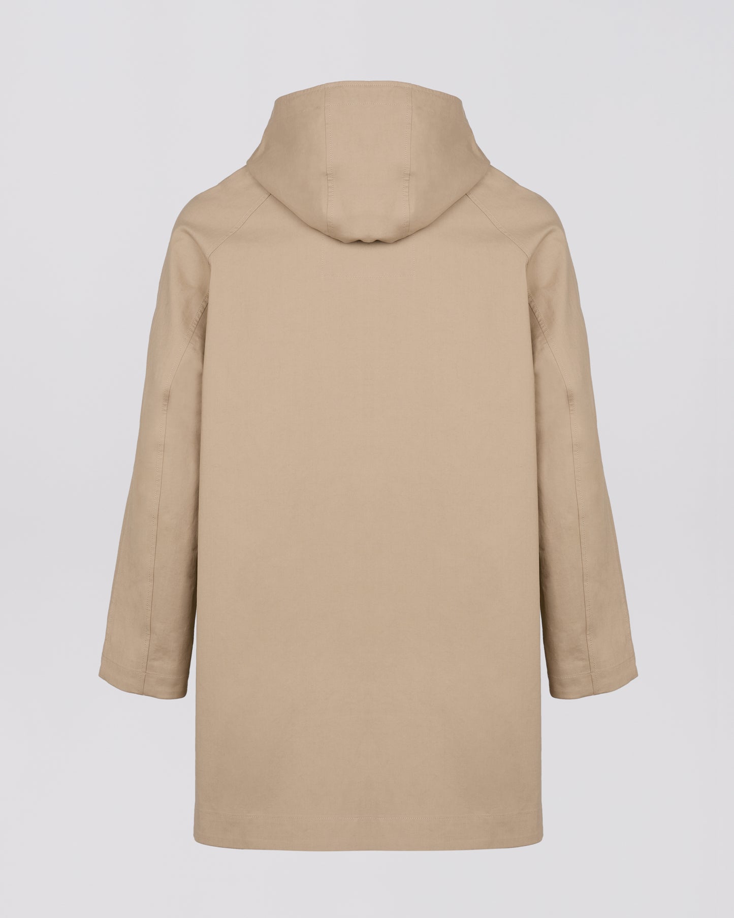 Hooded coat in double-sided cotton with leather details
