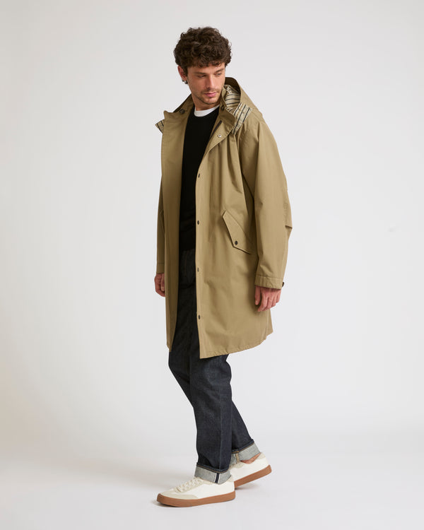 Mixed fabric fishtail parka