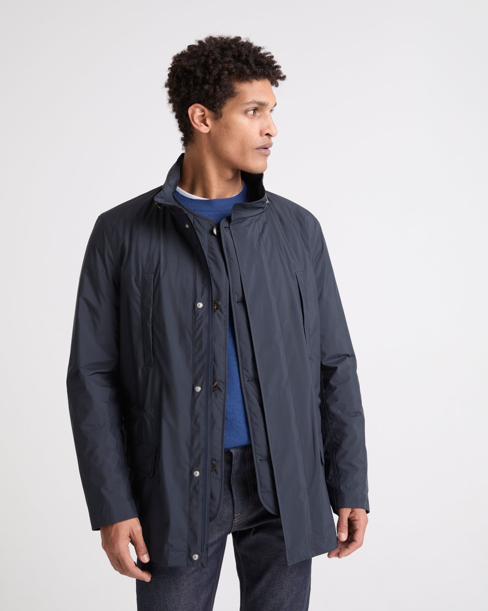 Technical fabric overshirt - blue - Yves Salomon – Yves Salomon US