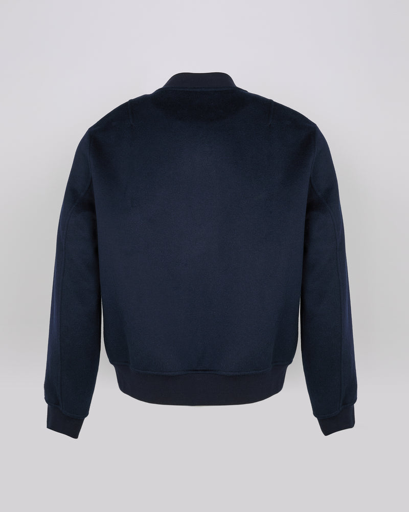 Double-sided wool-cashmere varsity jacket