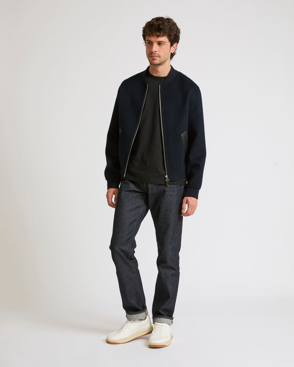 Double-sided wool-cashmere varsity jacket