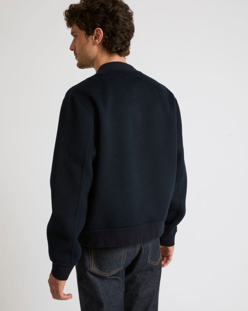 Double-sided wool-cashmere varsity jacket