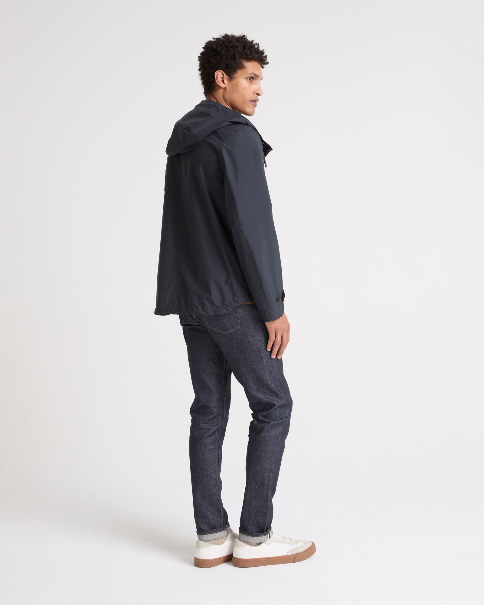 Waterproof fabric jacket - navy - Private sale – Yves Salomon US