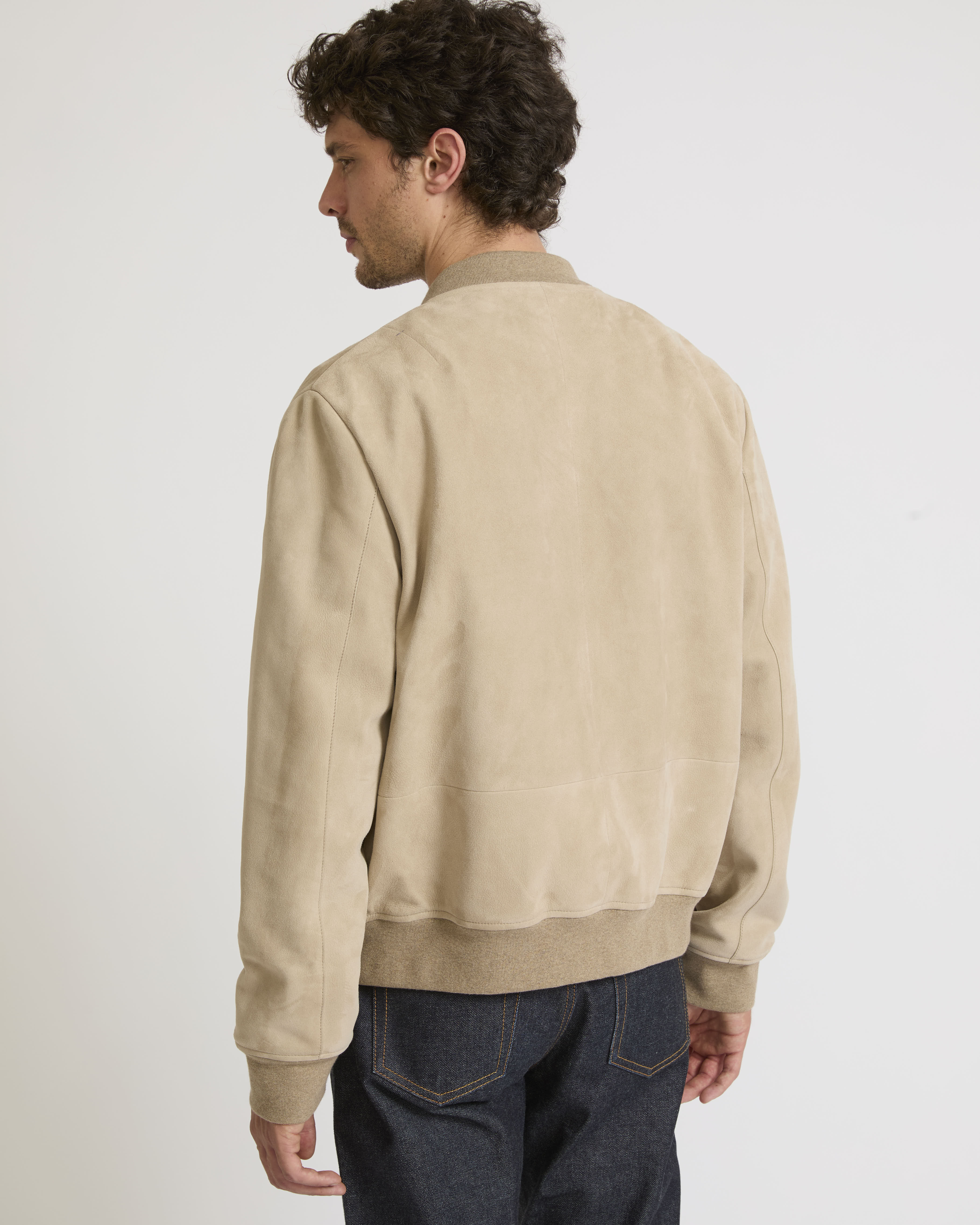 Suede leather varsity jacket - Beige - Yves Salomon – Yves Salomon US