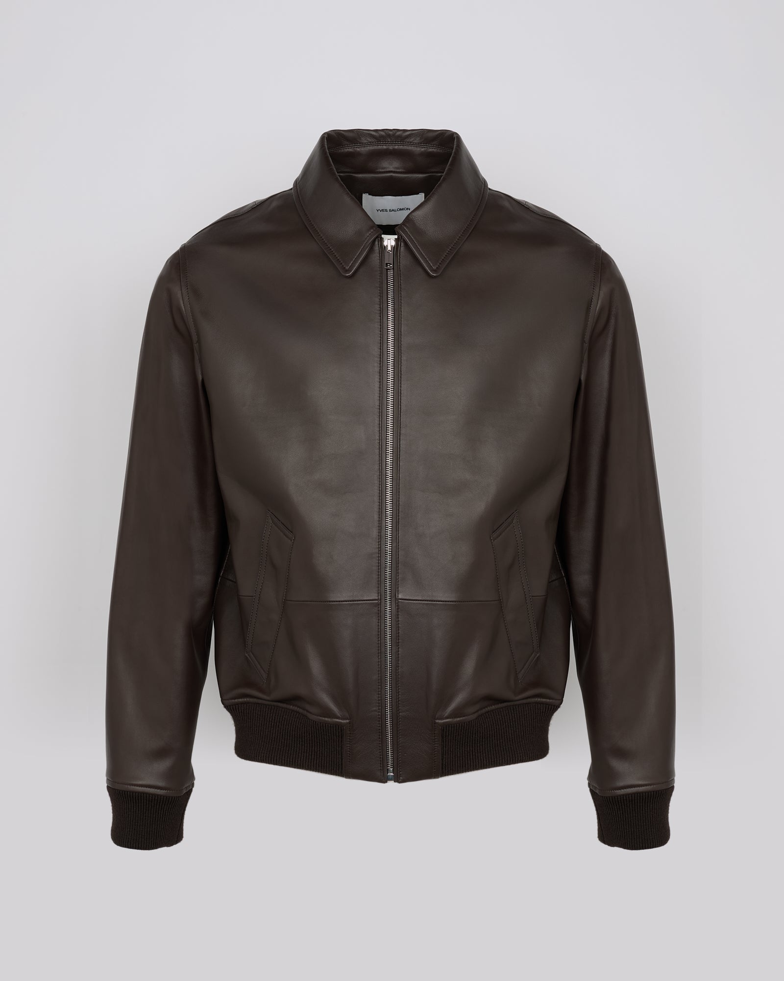 Leather aviator jacket - Brown - Yves Salomon – Yves Salomon US