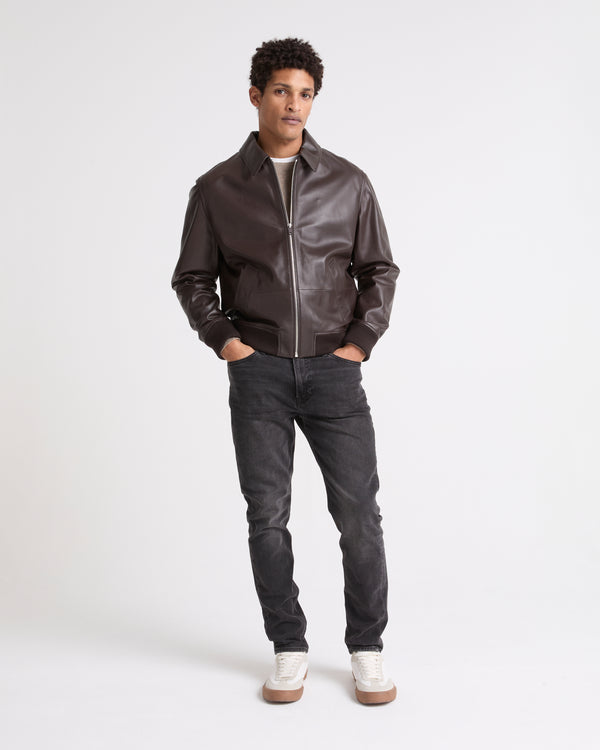 JACKET LAMB LEATHER MEDIUM - brown - Yves Salomon