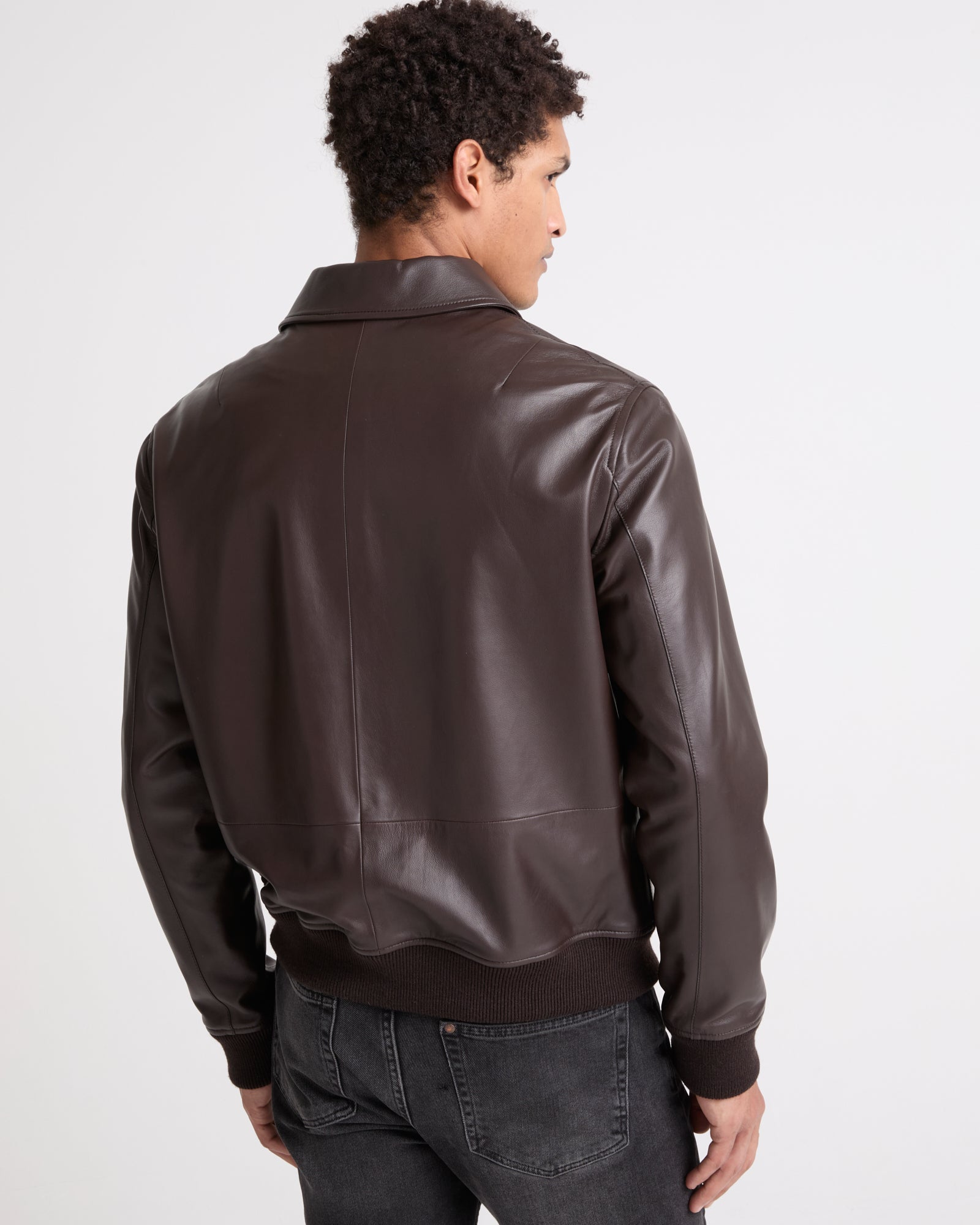 Leather aviator jacket - Brown - Yves Salomon – Yves Salomon US