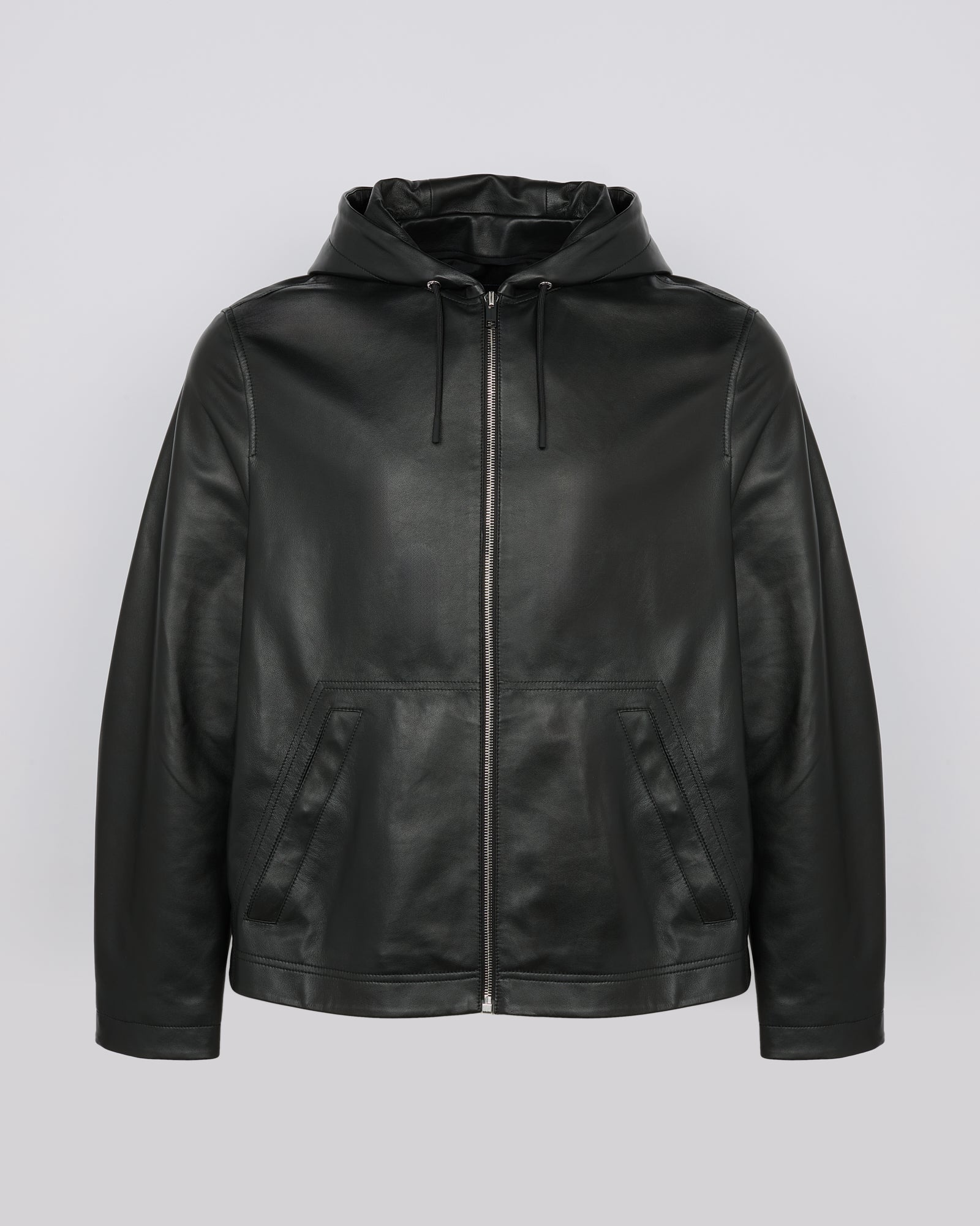 Leather hoodie jacket - black - Yves Salomon – Yves Salomon US