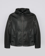 Leather hoodie jacket