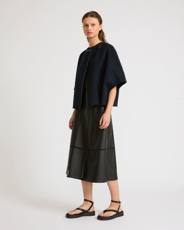 Short double-sided wool-blend cape