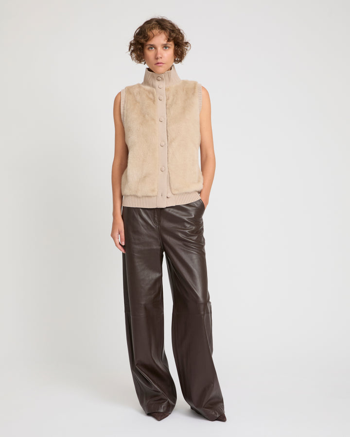 Merino knit and mink fur gilet -Yves Salomon