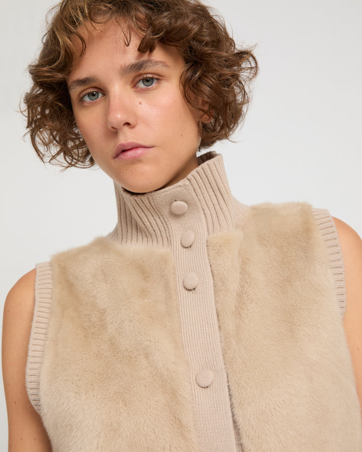 Merino knit and mink fur gilet -Yves Salomon