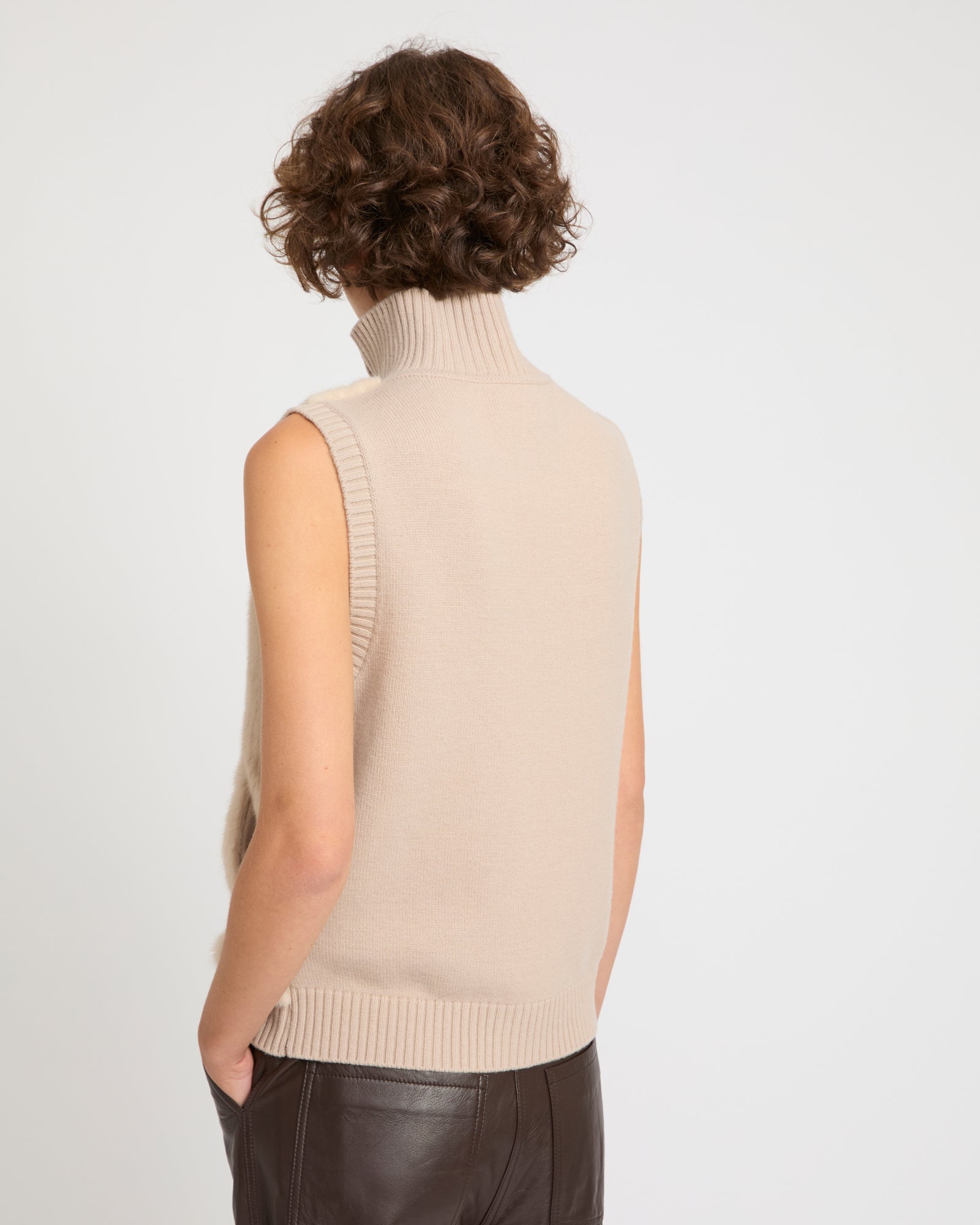 Merino knit and mink fur gilet -Yves Salomon