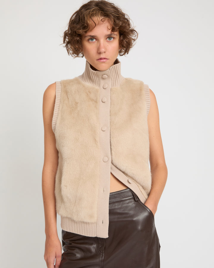 Merino knit and mink fur gilet -Yves Salomon