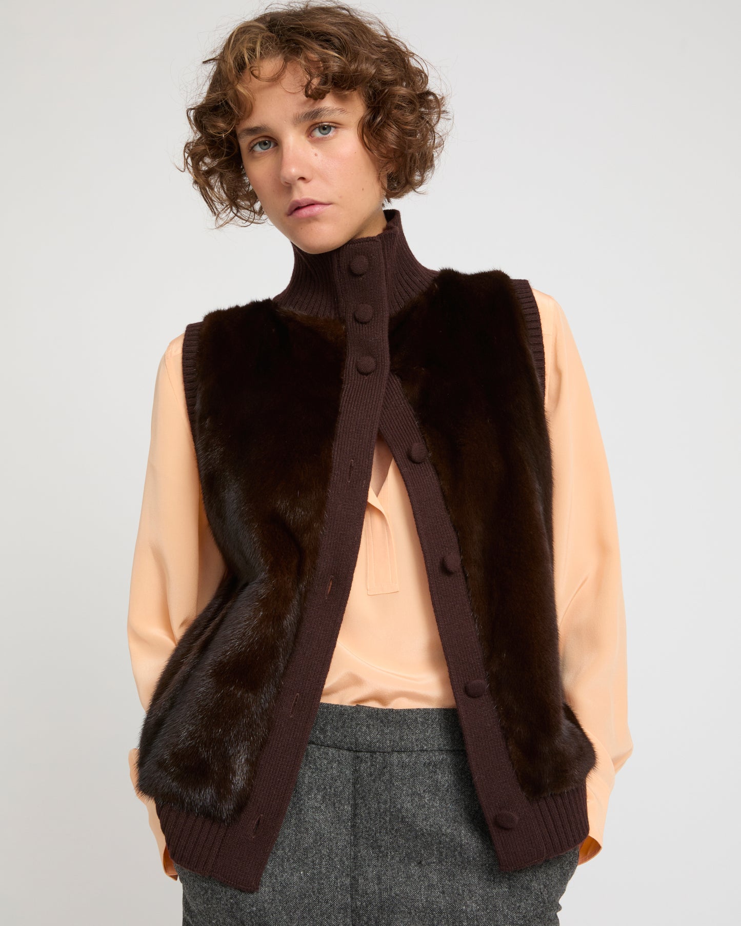 Merino knit and mink fur gilet -Yves Salomon