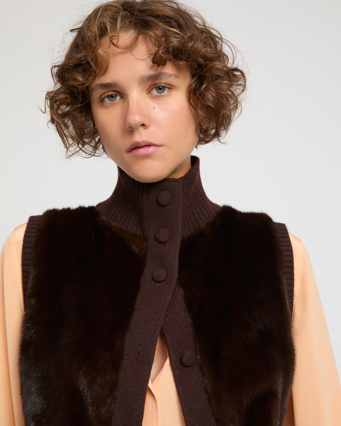 Merino knit and mink fur gilet -Yves Salomon