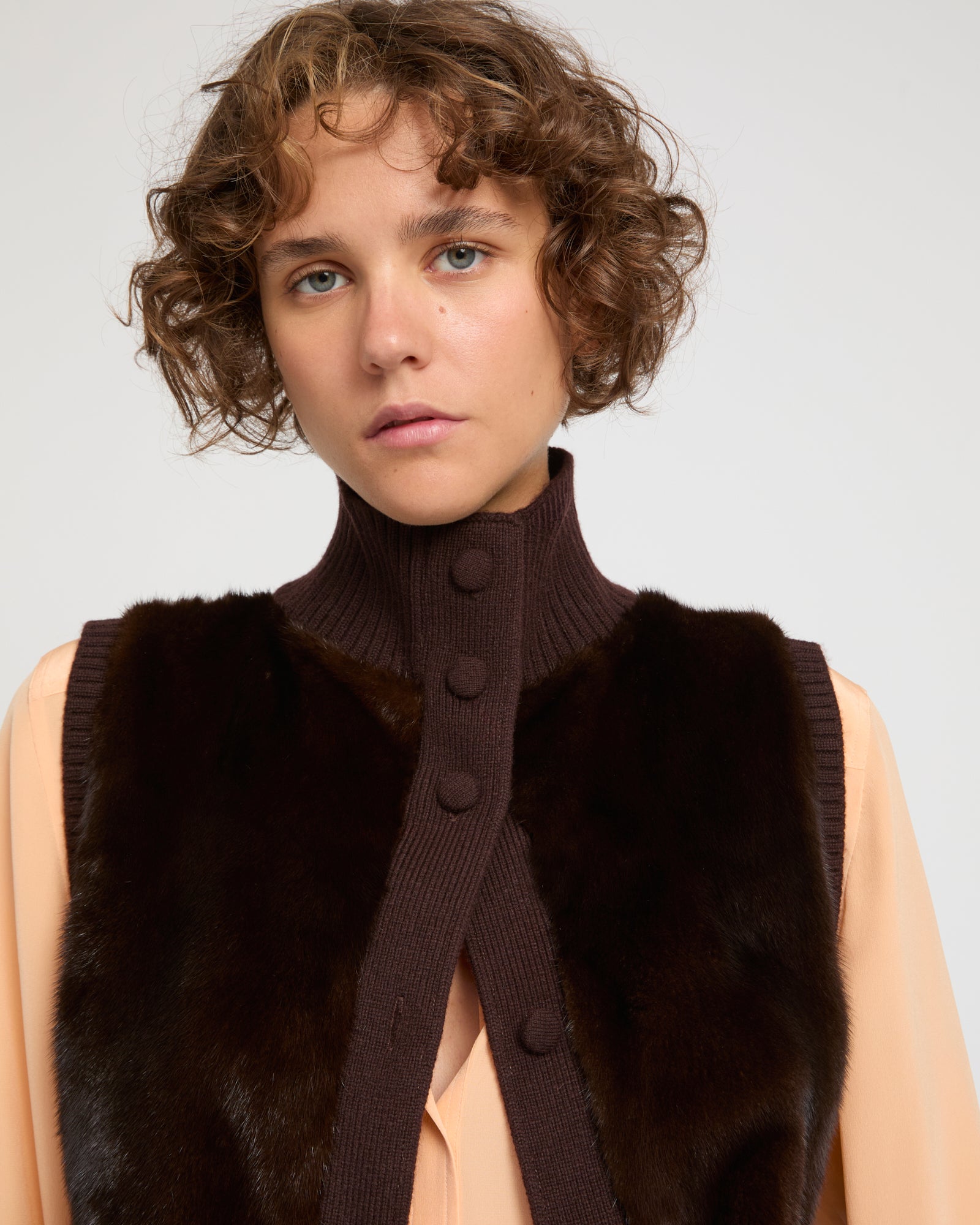 Merino knit and mink fur gilet -Yves Salomon