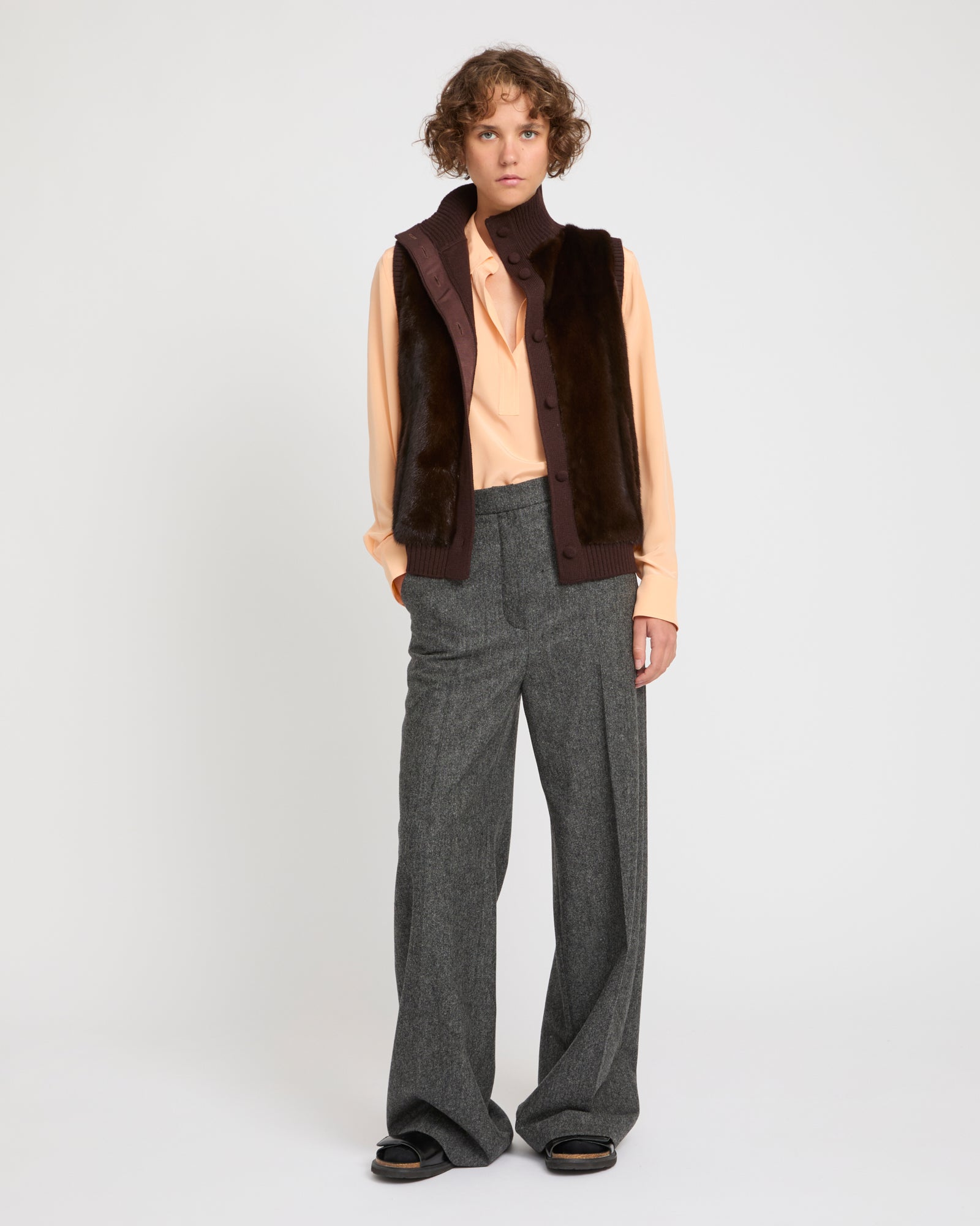 Merino knit and mink fur gilet -Yves Salomon