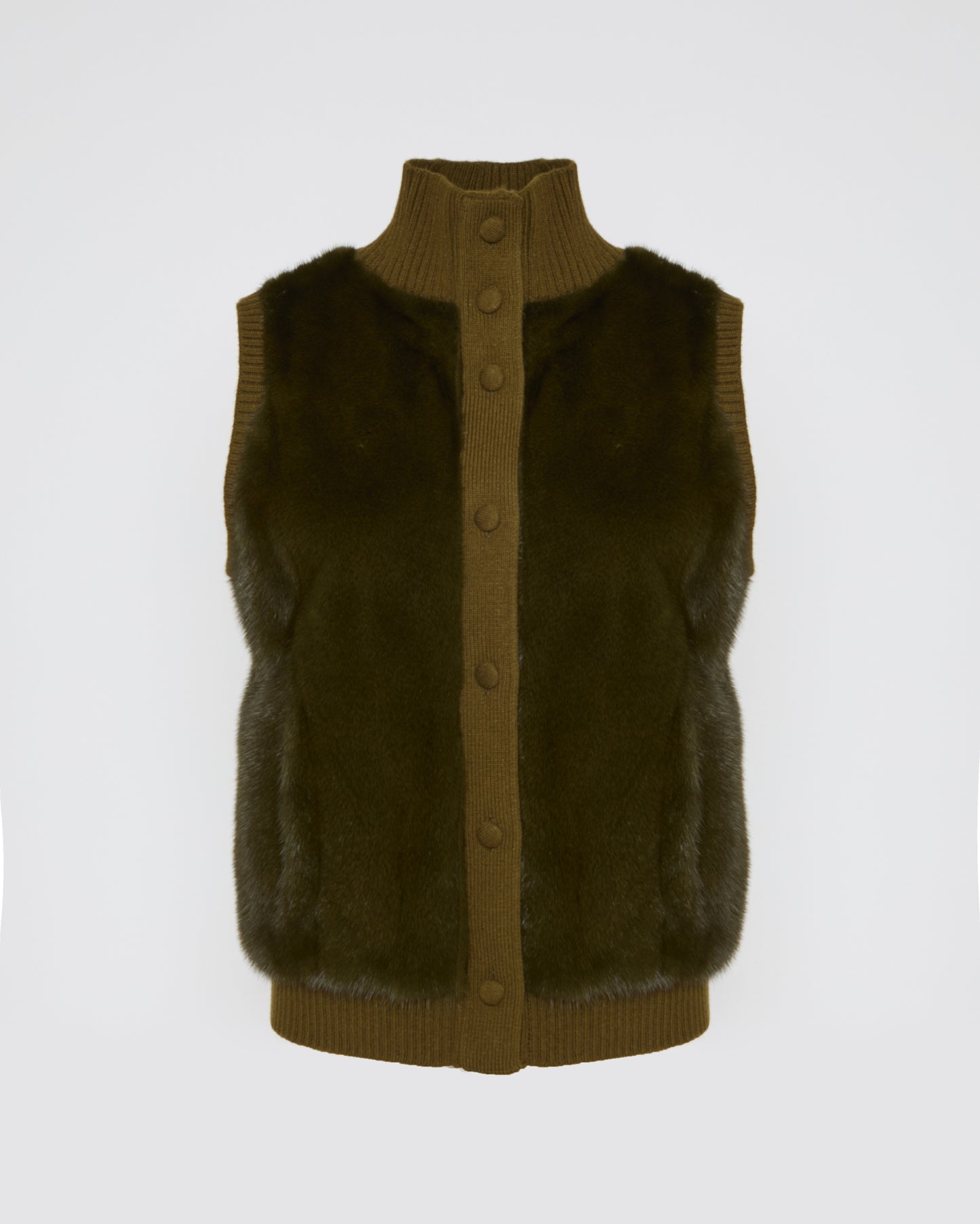 Merino knit and mink fur gilet