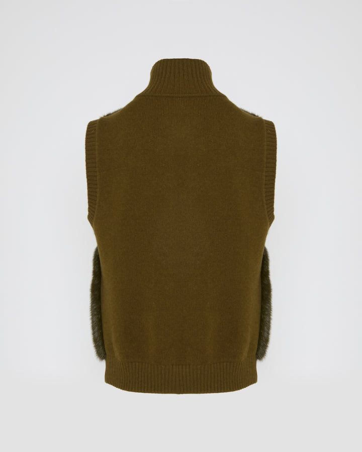 Merino knit and mink fur gilet