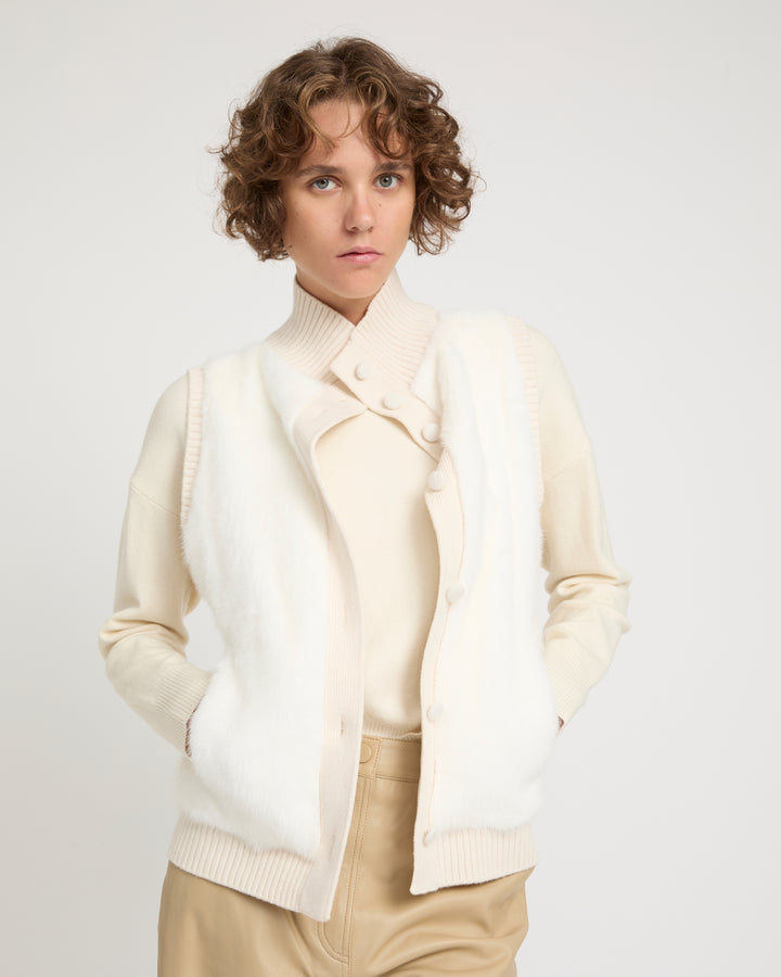 Merino knit and mink fur gilet -Yves Salomon