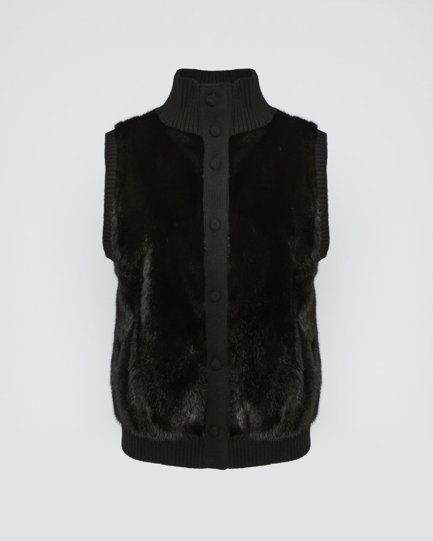 Merino knit and mink fur gilet
