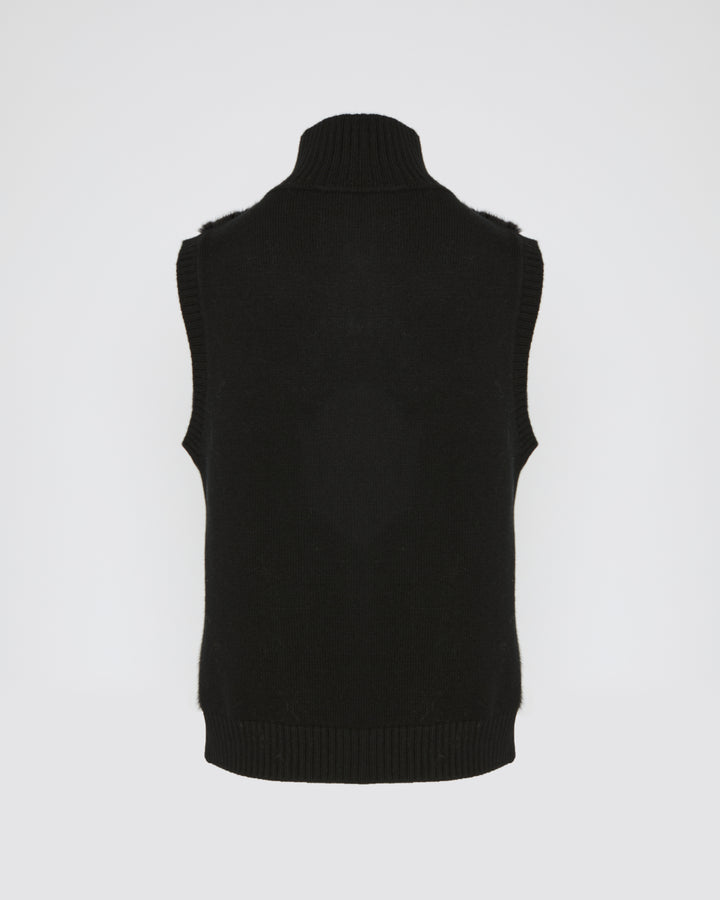 Merino knit and mink fur gilet