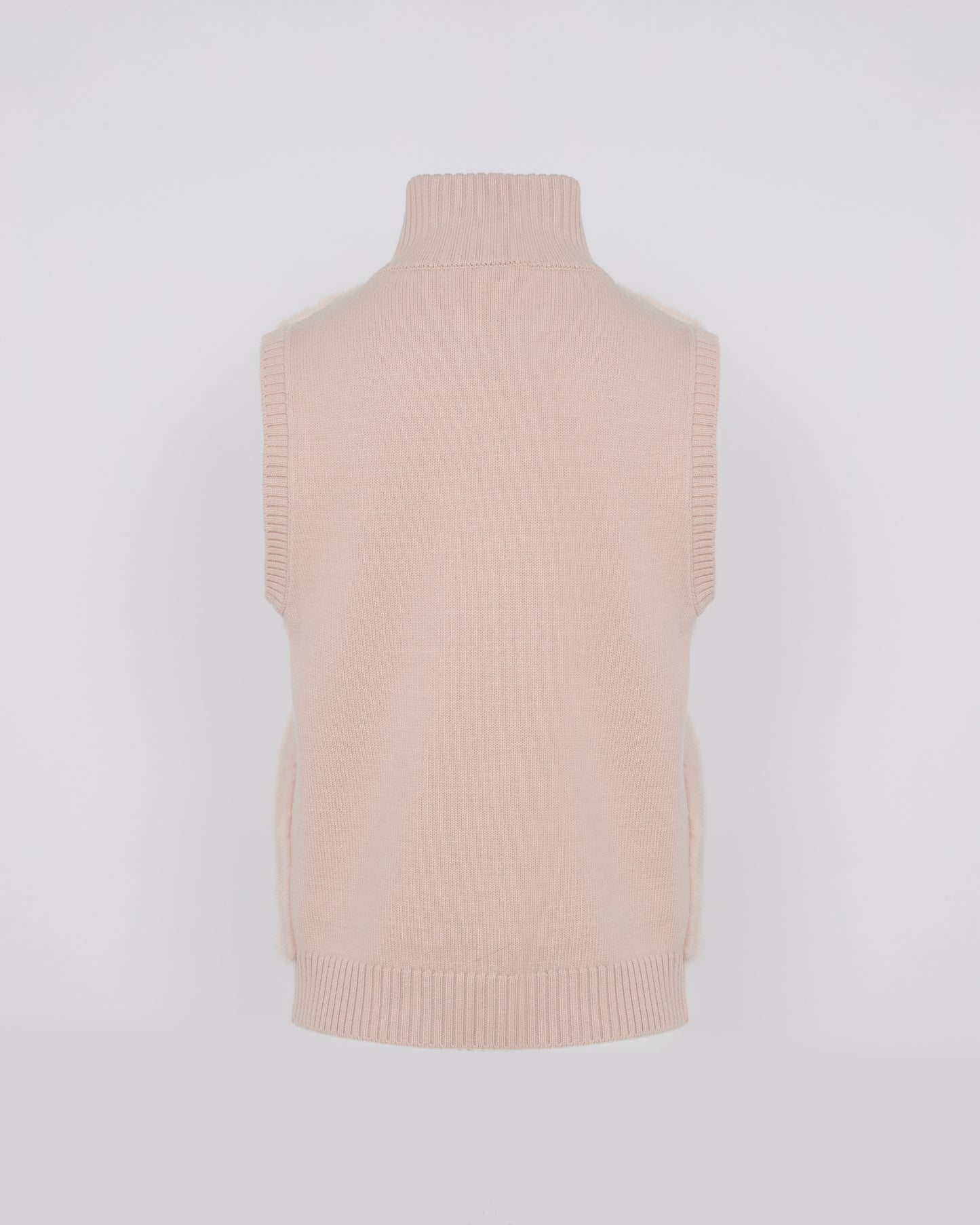 Short knitted gilet in merino and mink