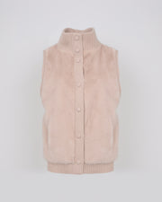 Short knitted gilet in merino and mink