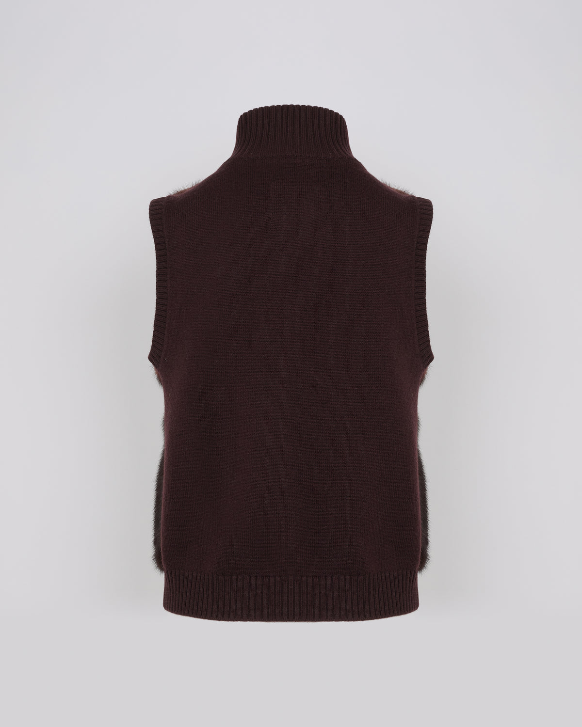 Short knitted gilet in merino and mink -Yves Salomon