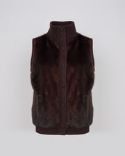 Short knitted gilet in merino and mink