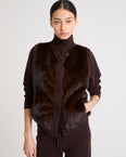 Short knitted gilet in merino and mink