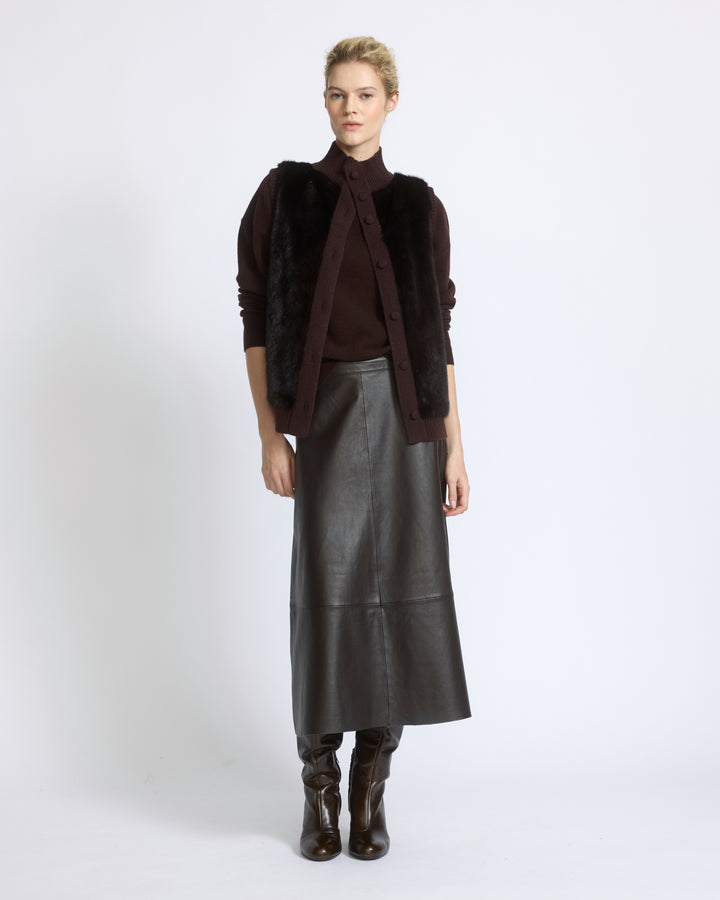 Short knitted gilet in merino and mink - Yves Salomon - New Fall/Winter Collection