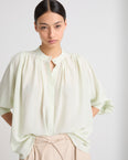 Pleated shirt in light silk crepe