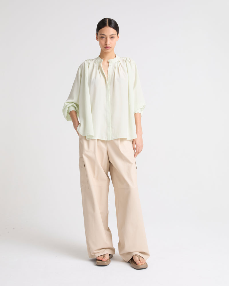 Pleated shirt in light silk crepe