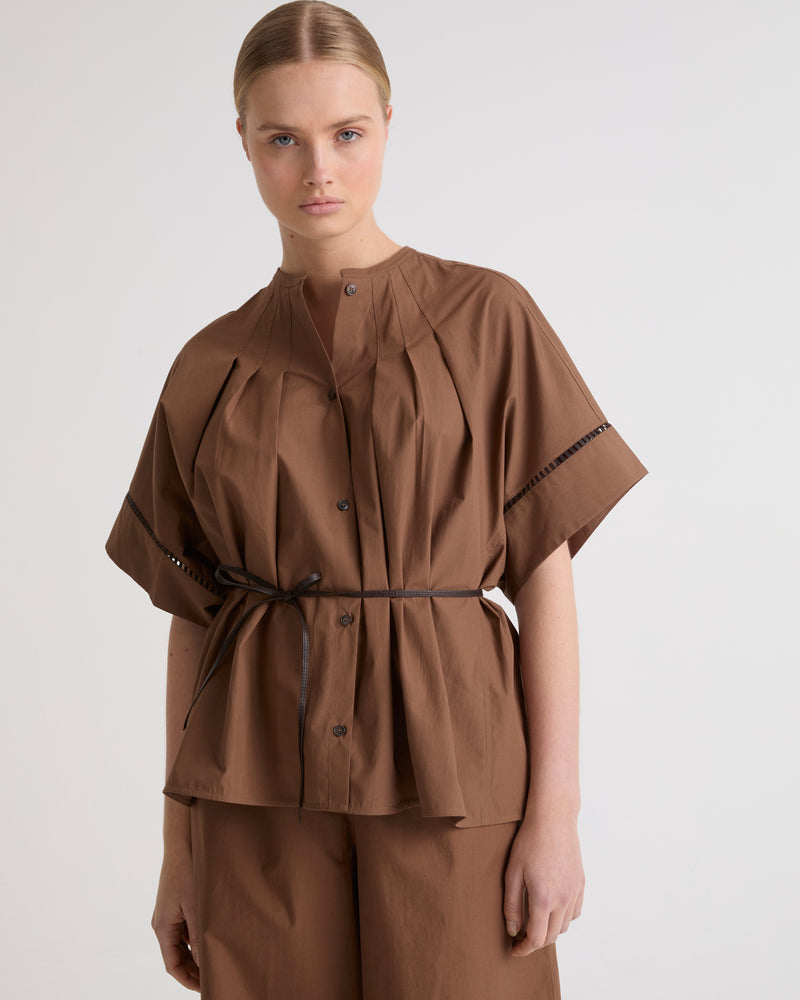 SHIRT COTTON POPLIN - brown - Yves Salomon