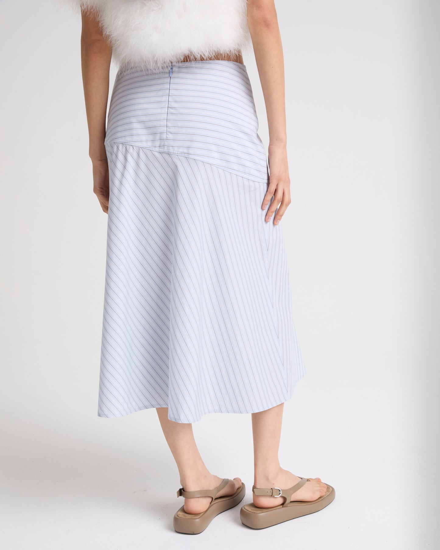 Striped cotton poplin skirt