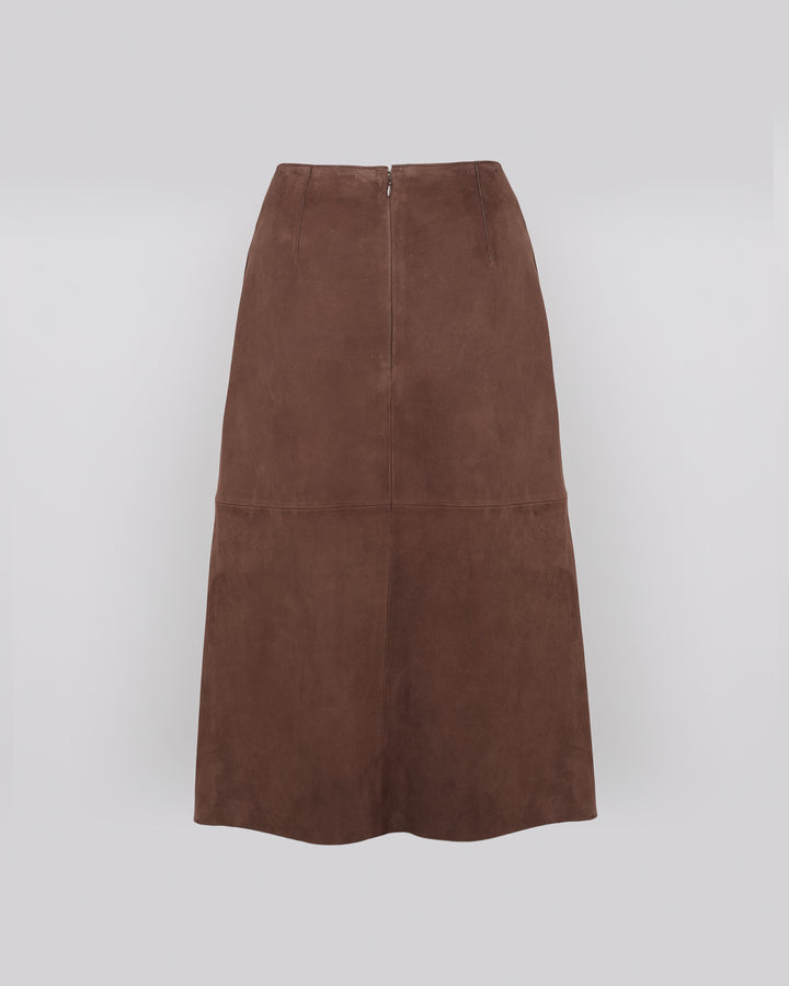 Double-sided velour lamb leather skirt