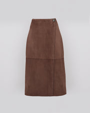 Double-sided velour lamb leather skirt