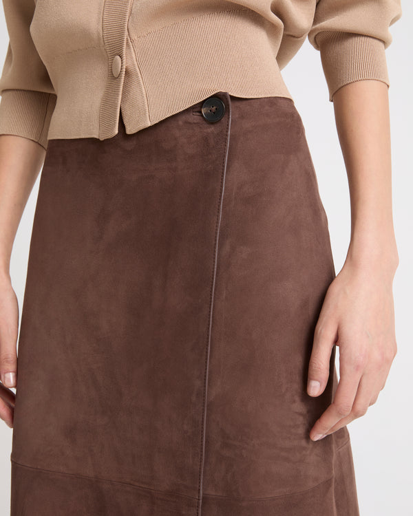 Double-sided velour lamb leather skirt