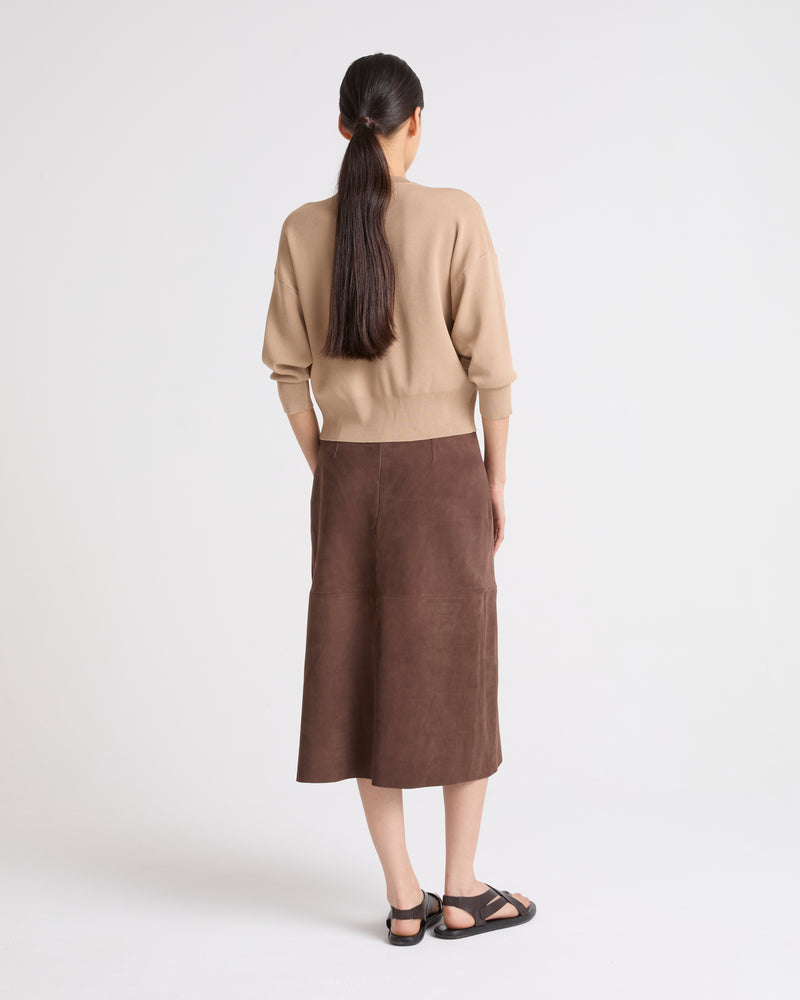 Double-sided velour lamb leather skirt