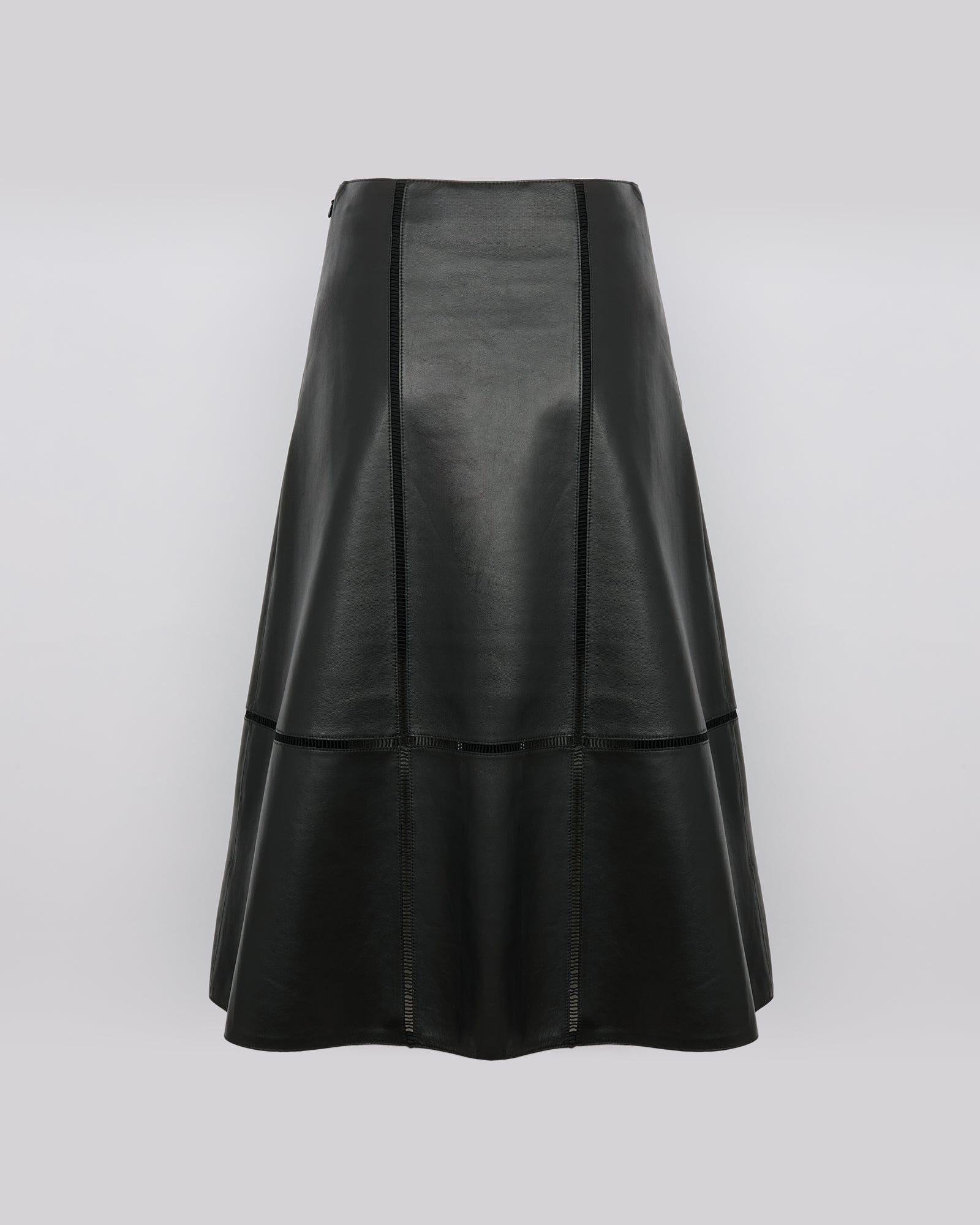 Winter sale & boxing day Yves Salomon -Lamb leather panel skirt with ladder stitch
