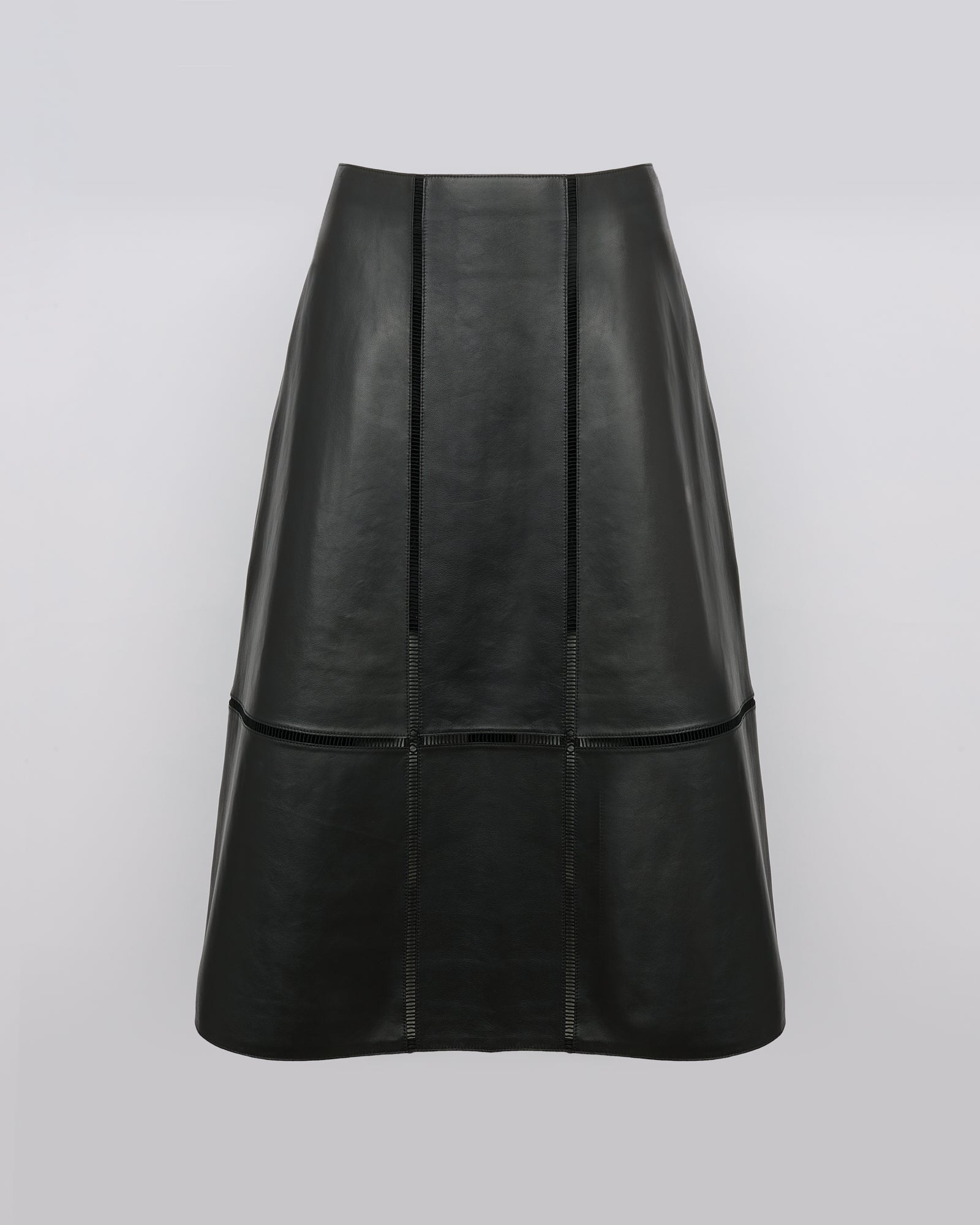 Winter sale & boxing day Yves Salomon -Lamb leather panel skirt with ladder stitch