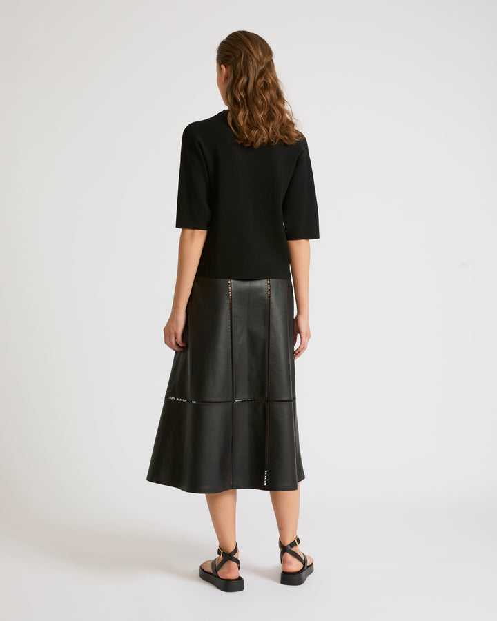 Winter sale & boxing day Yves Salomon -Lamb leather panel skirt with ladder stitch