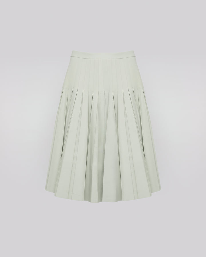 Pleated skirt in fine lamb leather