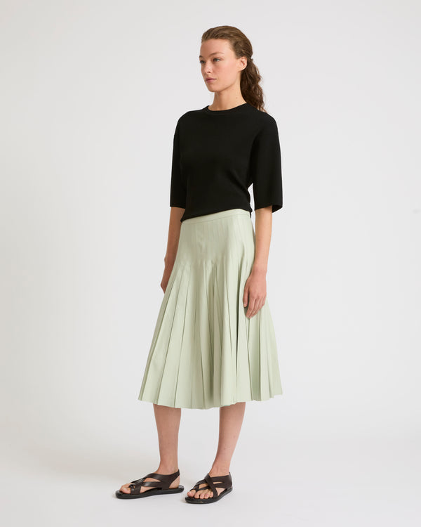 Pleated skirt in fine lamb leather