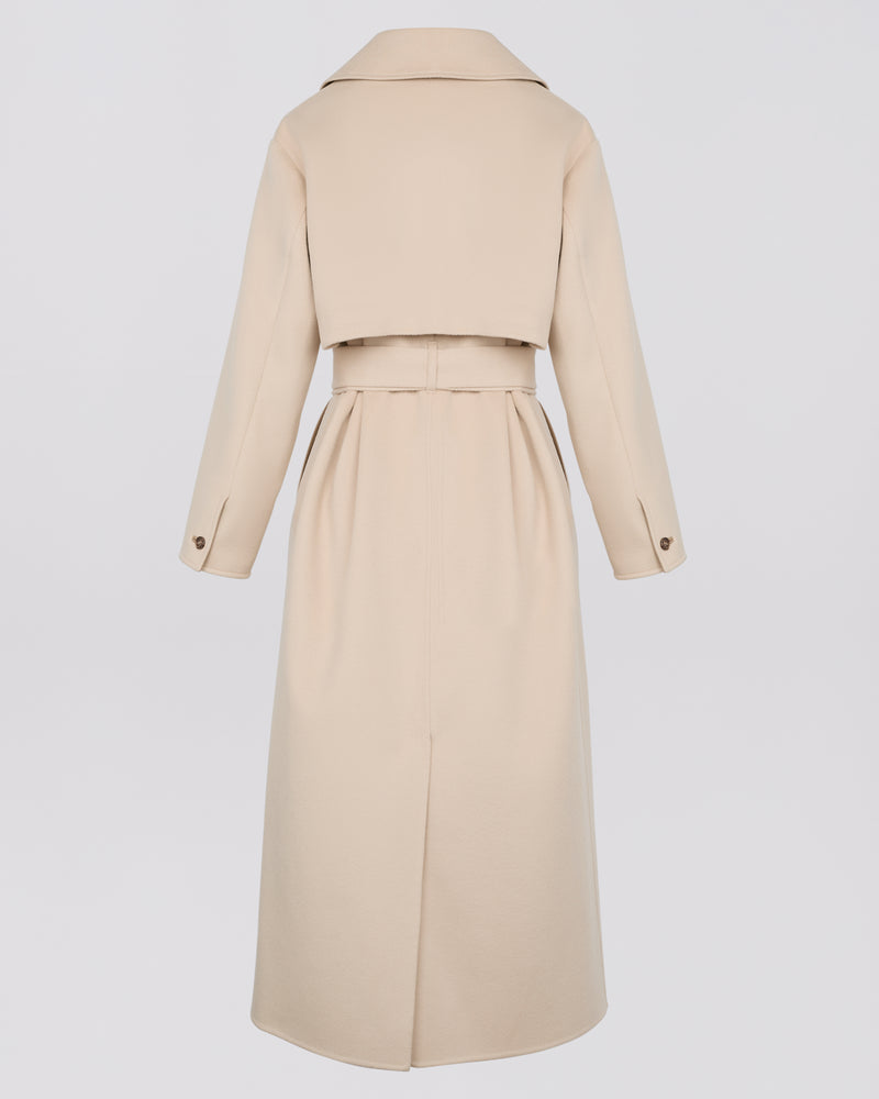 Double-sided wool-blend trench coat