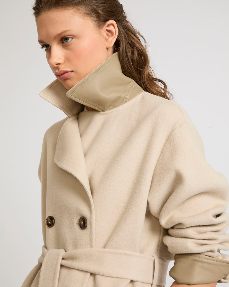 Double-sided wool-blend trench coat