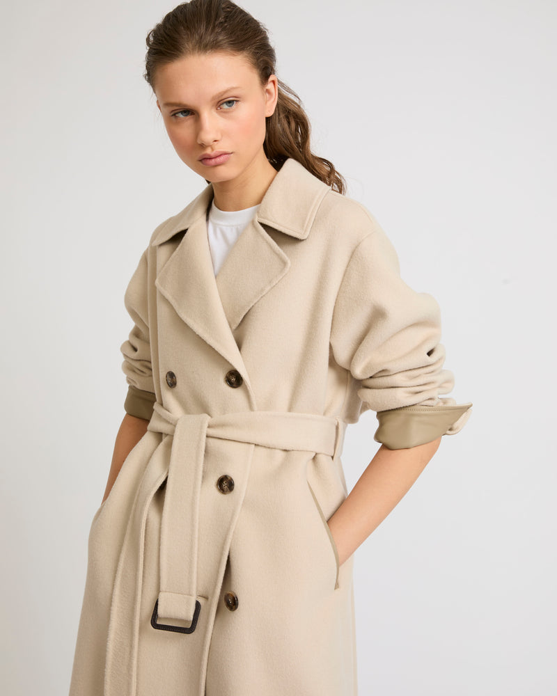 Double-sided wool-blend trench coat